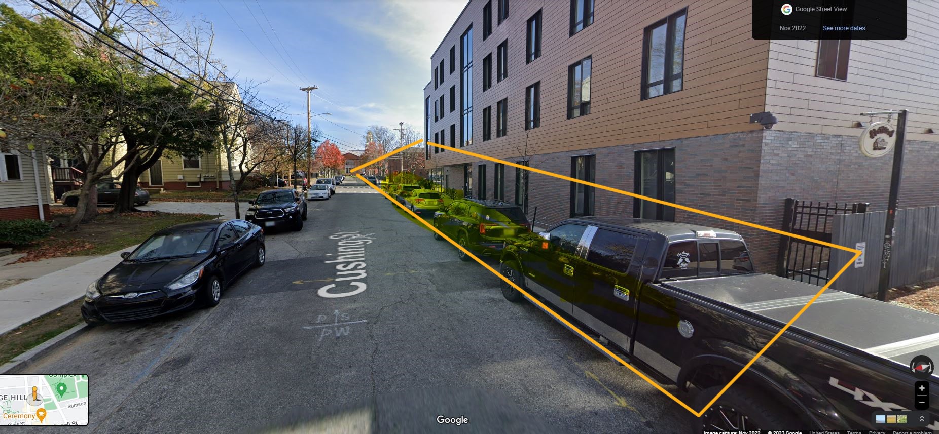 Photo of No Parking restriction on Cushing Street